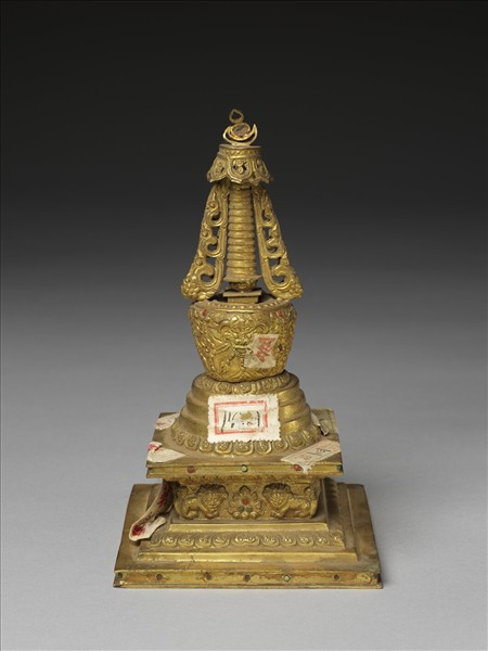 銅鍍金嵌料佛塔 尊勝塔