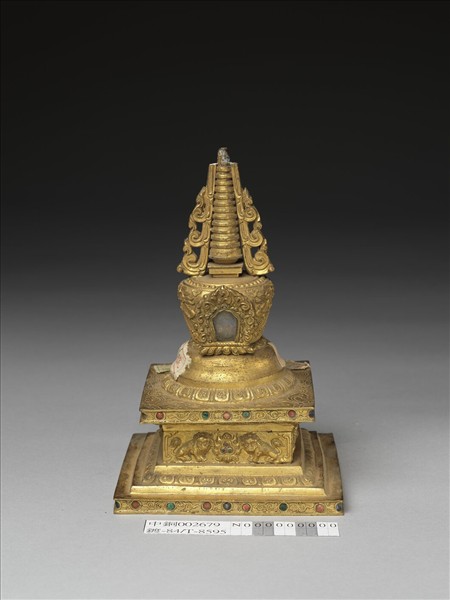 銅鍍金嵌料佛塔 涅槃塔