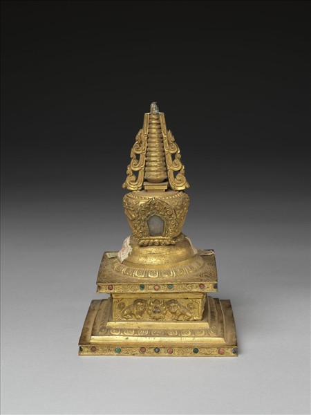 銅鍍金嵌料佛塔 涅槃塔