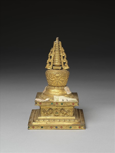 銅鍍金嵌料佛塔 涅槃塔