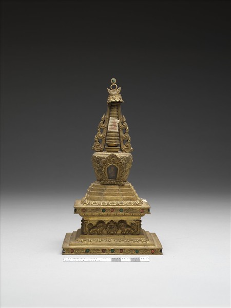 銅鍍金嵌料佛塔 神變塔