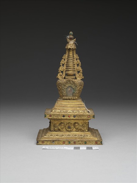 銅鍍金嵌料佛塔 菩提塔