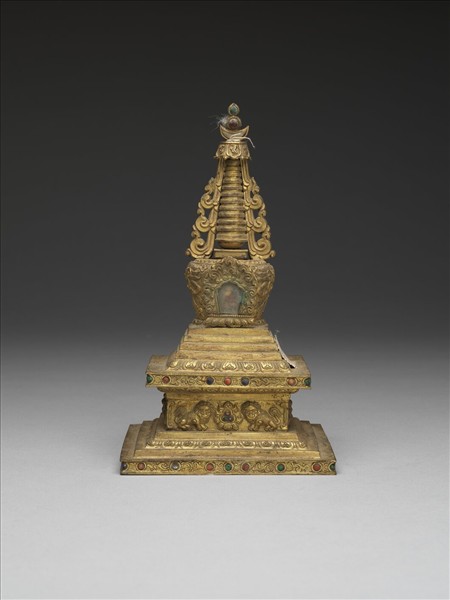 銅鍍金嵌料佛塔 菩提塔