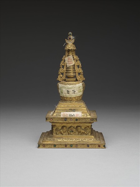 銅鍍金嵌料佛塔 菩提塔