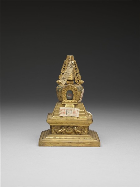 銅鍍金嵌料佛塔 天降塔