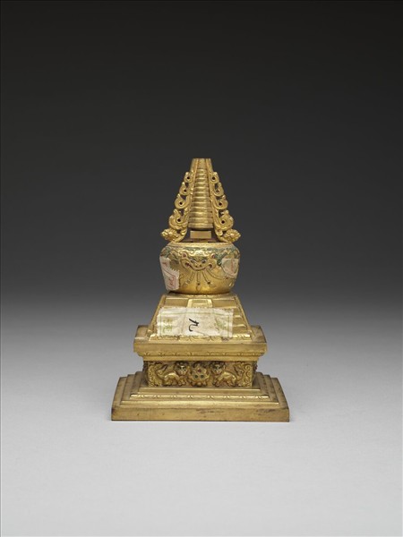 銅鍍金嵌料佛塔 天降塔