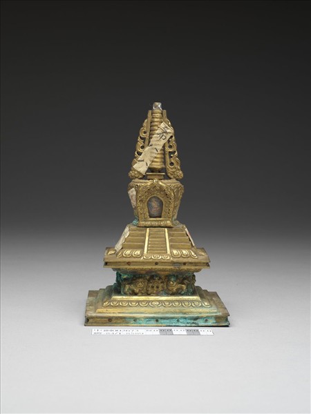 銅鍍金嵌料佛塔 天降塔