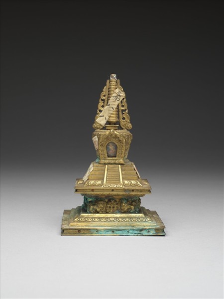 銅鍍金嵌料佛塔 天降塔