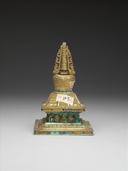 銅鍍金嵌料佛塔 天降塔