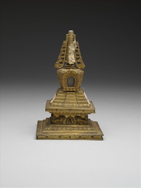 銅鍍金嵌料佛塔 神變塔