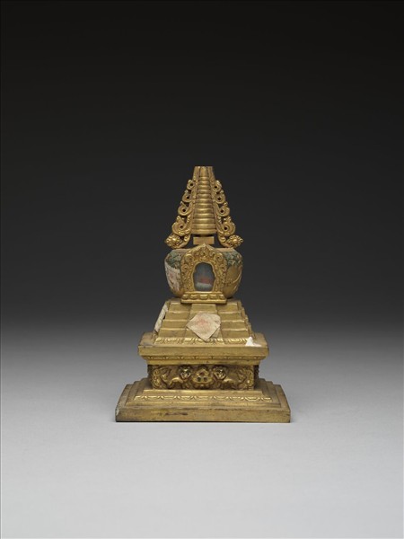 銅鍍金嵌料佛塔 神變塔