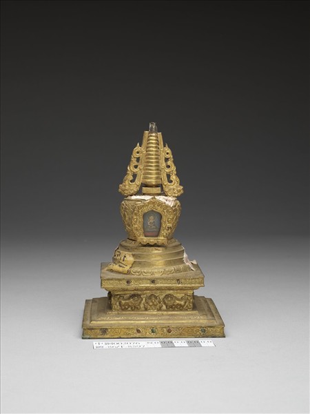 銅鍍金嵌料佛塔 尊勝塔