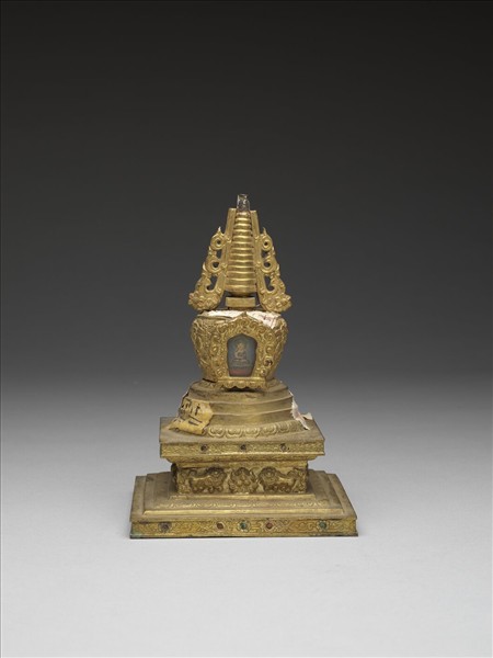 銅鍍金嵌料佛塔 尊勝塔