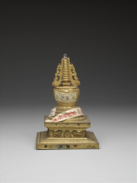 銅鍍金嵌料佛塔 尊勝塔