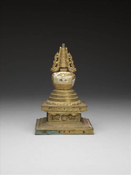 銅鍍金嵌料佛塔 尊勝塔