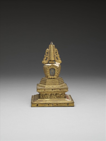 銅鍍金嵌料佛塔 和好塔