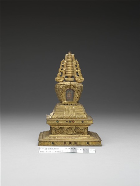 銅鍍金嵌料佛塔 天降塔