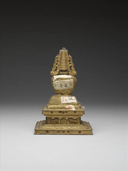 銅鍍金嵌料佛塔 天降塔