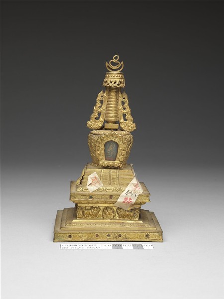 銅鍍金嵌料佛塔 天降塔