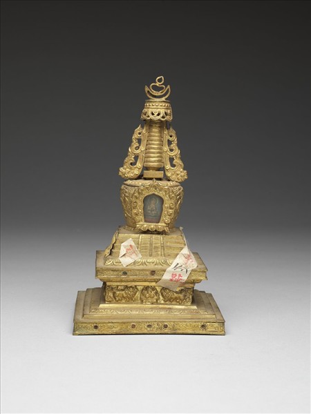 銅鍍金嵌料佛塔 天降塔