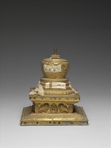 銅鍍金嵌料佛塔 尊勝塔