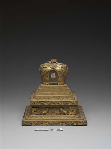 銅鍍金嵌料佛塔 菩提塔