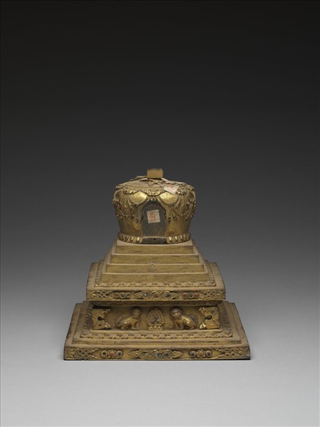 銅鍍金嵌料佛塔 菩提塔