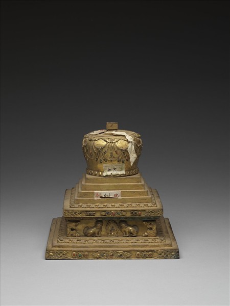 銅鍍金嵌料佛塔 菩提塔