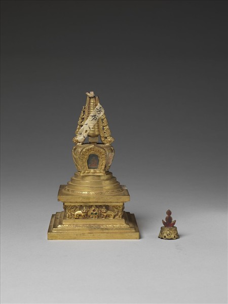 銅鍍金填彩佛塔 尊勝塔