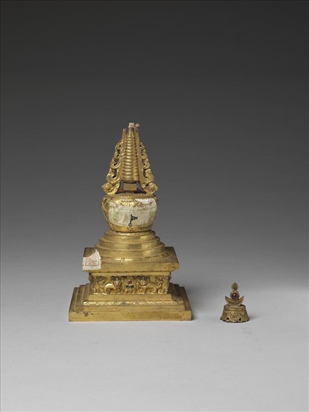 銅鍍金填彩佛塔 尊勝塔