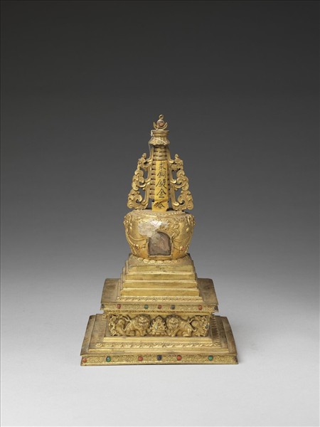 銅鍍金嵌料佛塔 菩提塔