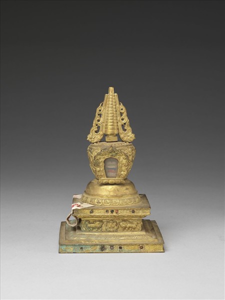 銅鍍金嵌料佛塔 涅槃塔