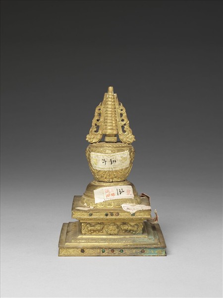 銅鍍金嵌料佛塔 涅槃塔