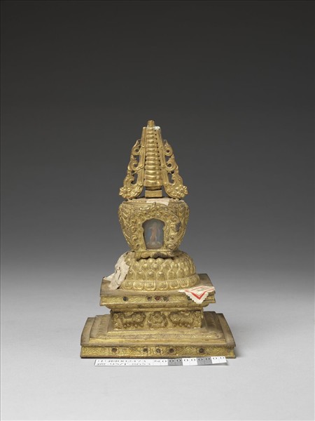 銅鍍金嵌料佛塔 聚蓮塔