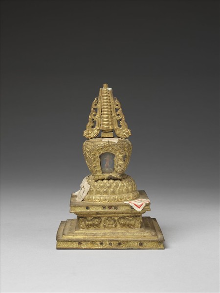 銅鍍金嵌料佛塔 聚蓮塔