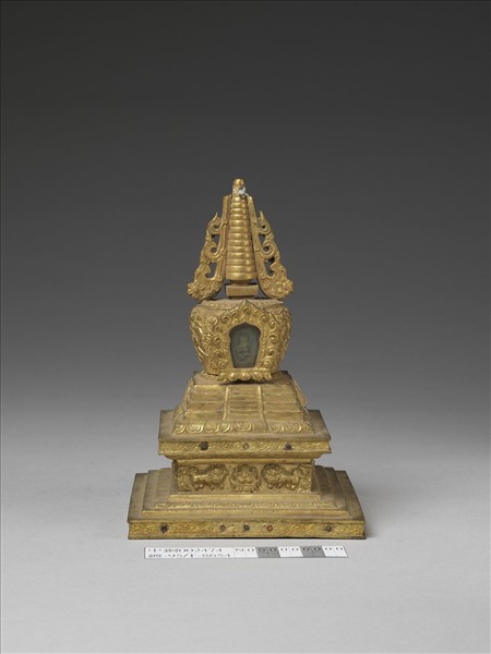 銅鍍金嵌料佛塔 天降塔