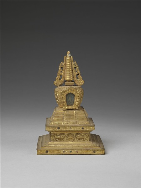 銅鍍金嵌料佛塔 天降塔