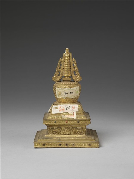 銅鍍金嵌料佛塔 天降塔