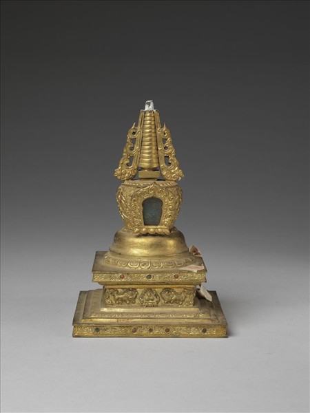 銅鍍金嵌料佛塔 涅槃塔