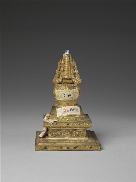 銅鍍金嵌料佛塔 涅槃塔