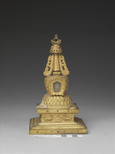 銅鍍金嵌料佛塔 聚蓮塔