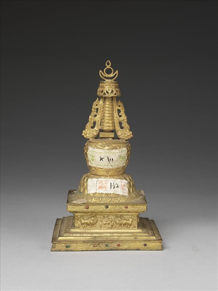 銅鍍金嵌料佛塔 聚蓮塔