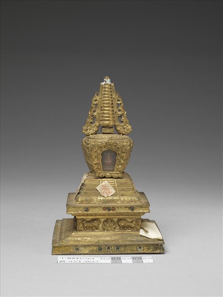 銅鍍金嵌料佛塔 天降塔