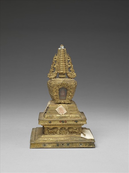 銅鍍金嵌料佛塔 天降塔