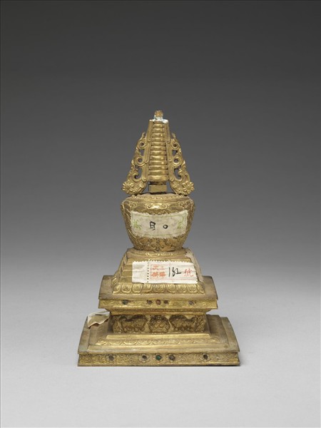 銅鍍金嵌料佛塔 天降塔