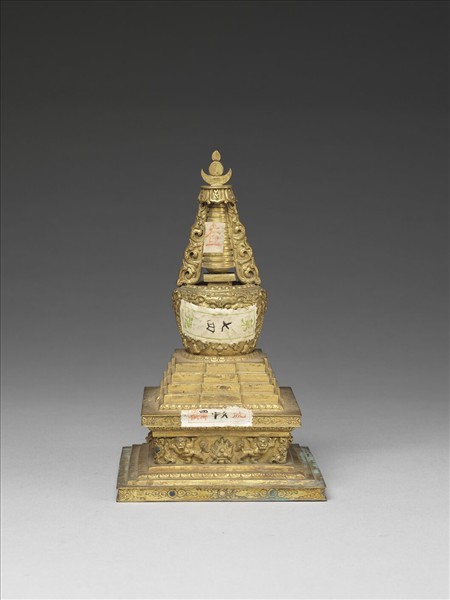 銅鍍金嵌料佛塔 神變塔