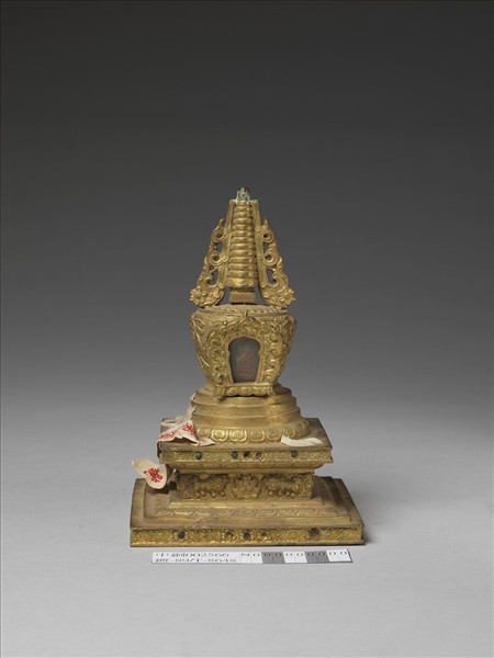 銅鍍金嵌料佛塔 尊勝塔
