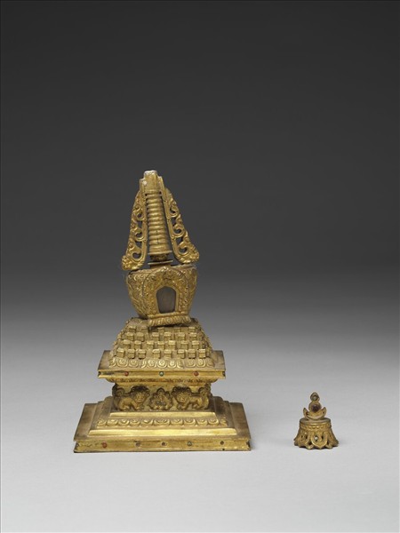 銅鍍金嵌料佛塔 多門塔