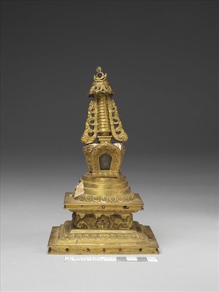 銅鍍金嵌料佛塔 尊勝塔
