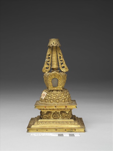 銅鍍金嵌料佛塔 聚蓮塔
